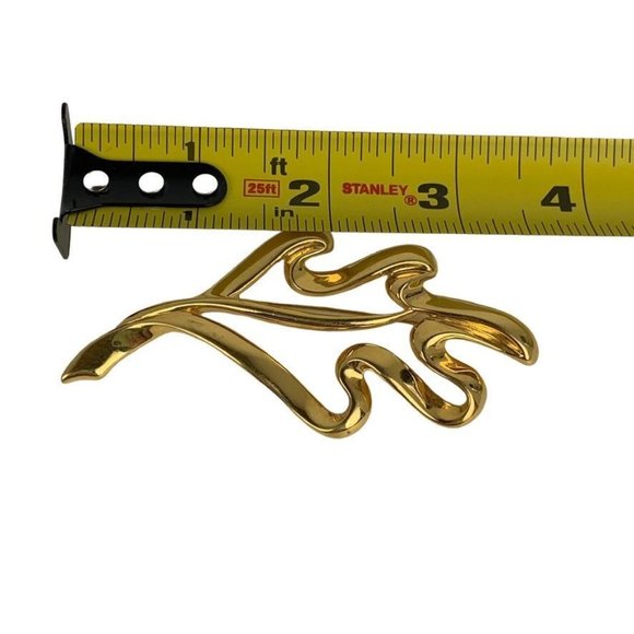 Vintage Trifari Gold Tone Modernist Stylized Oak Leaf Silhouette Pin Brooch 3.5" - Picture 4 of 8